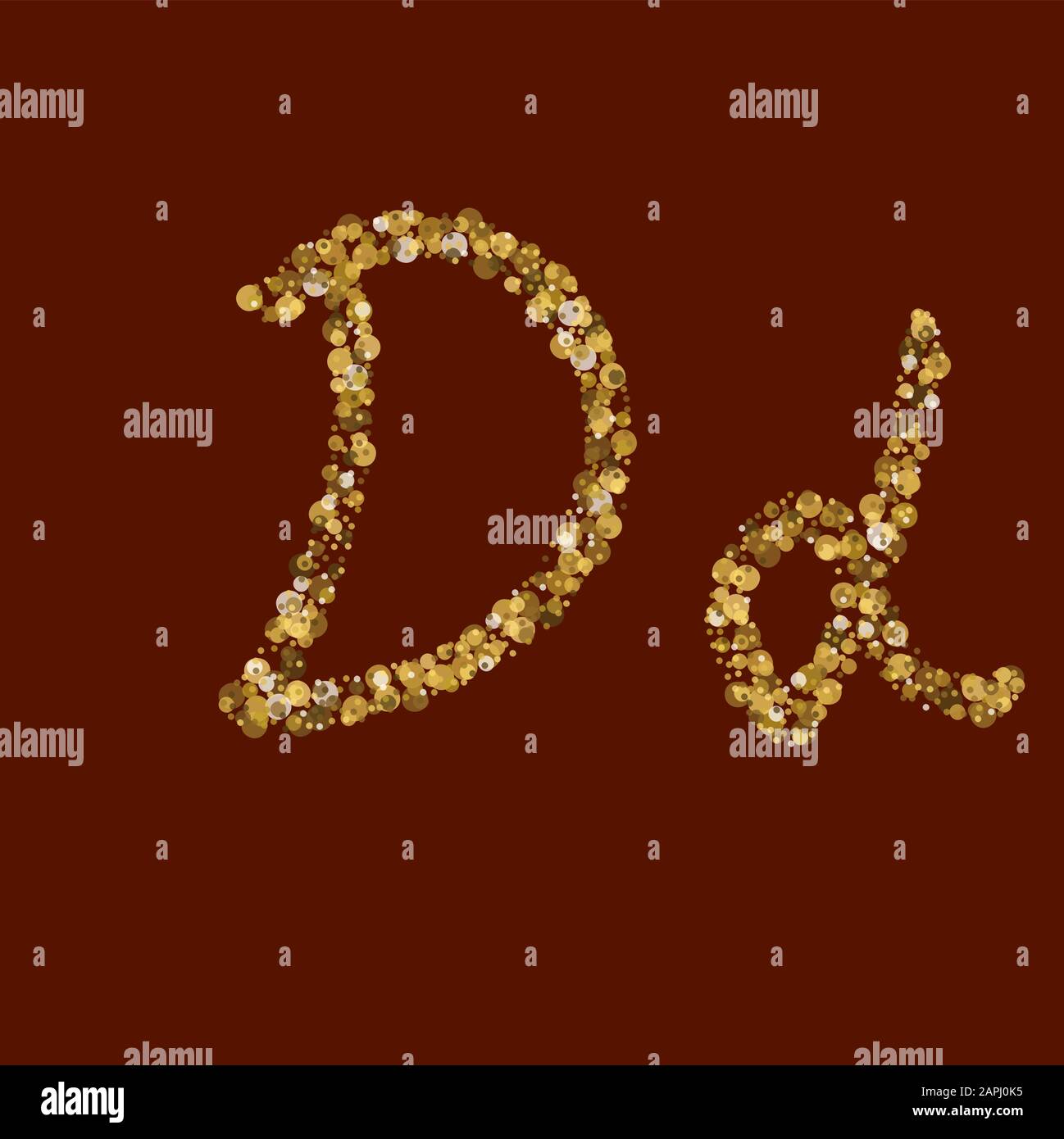 Une idée d'or créative. Lettre pailletée dorée, bonnets E. Nettoyez l'alphabet latin. Manuscrit, moderne. Vecteur ABC. Calligraphie latine. Illustration de Vecteur