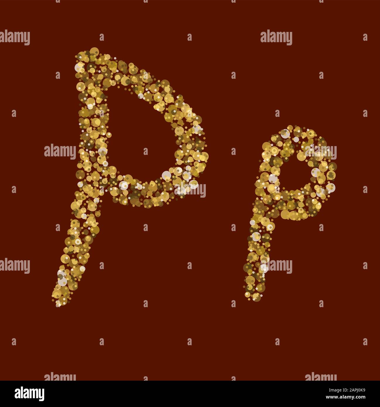 Lettre pailletée dorée QQ. Alphabet latin récent. Texture dorée commune. Manuscrit, lumière. Vecteur ABC. Calligraphie latine. Illustration de Vecteur