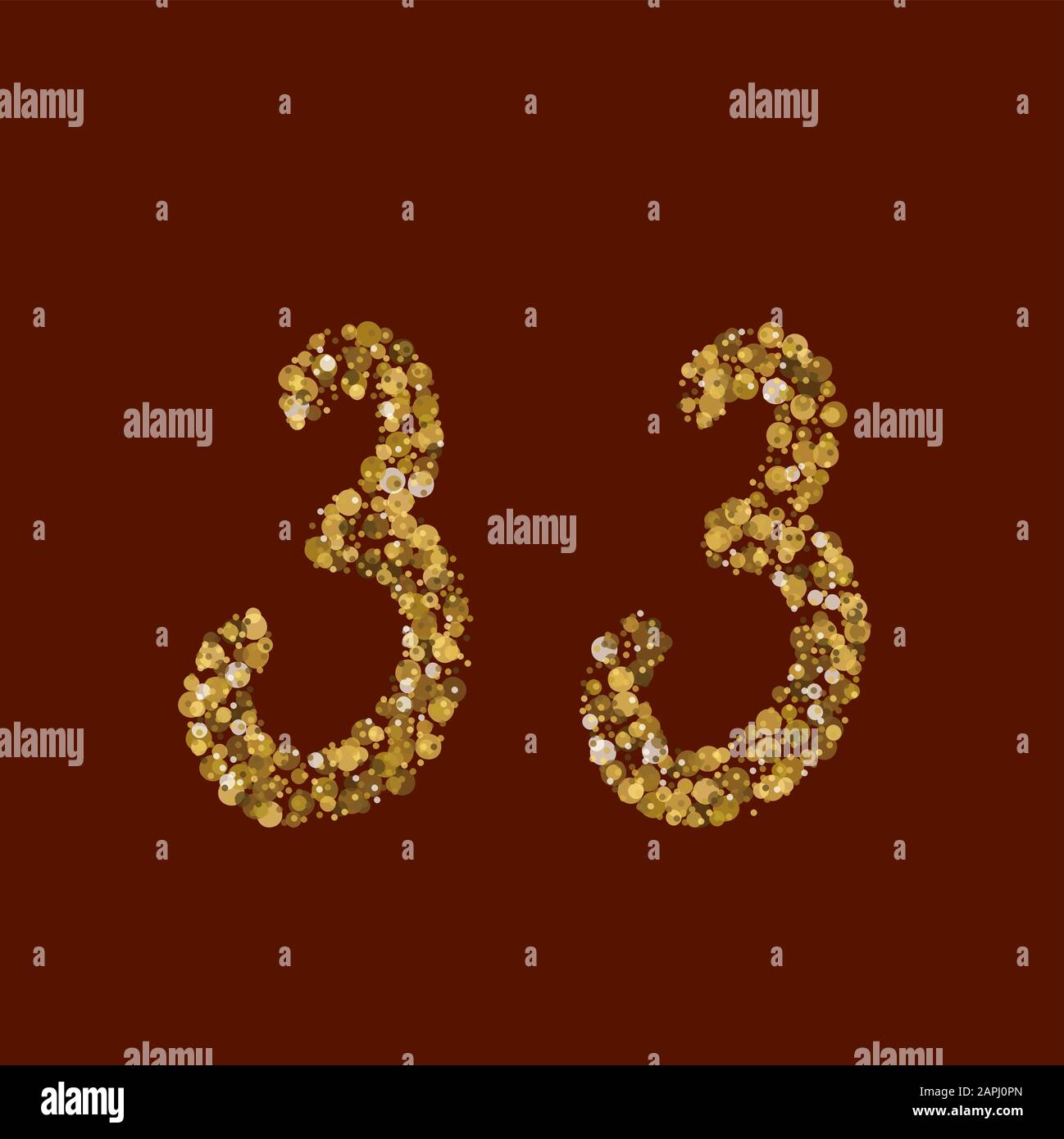 Alphabet latin récent. Conception or liquide. 33 nombre de paillettes dorées. Manuscrit, lumière. Vecteur ABC. Calligraphie latine. Illustration de Vecteur