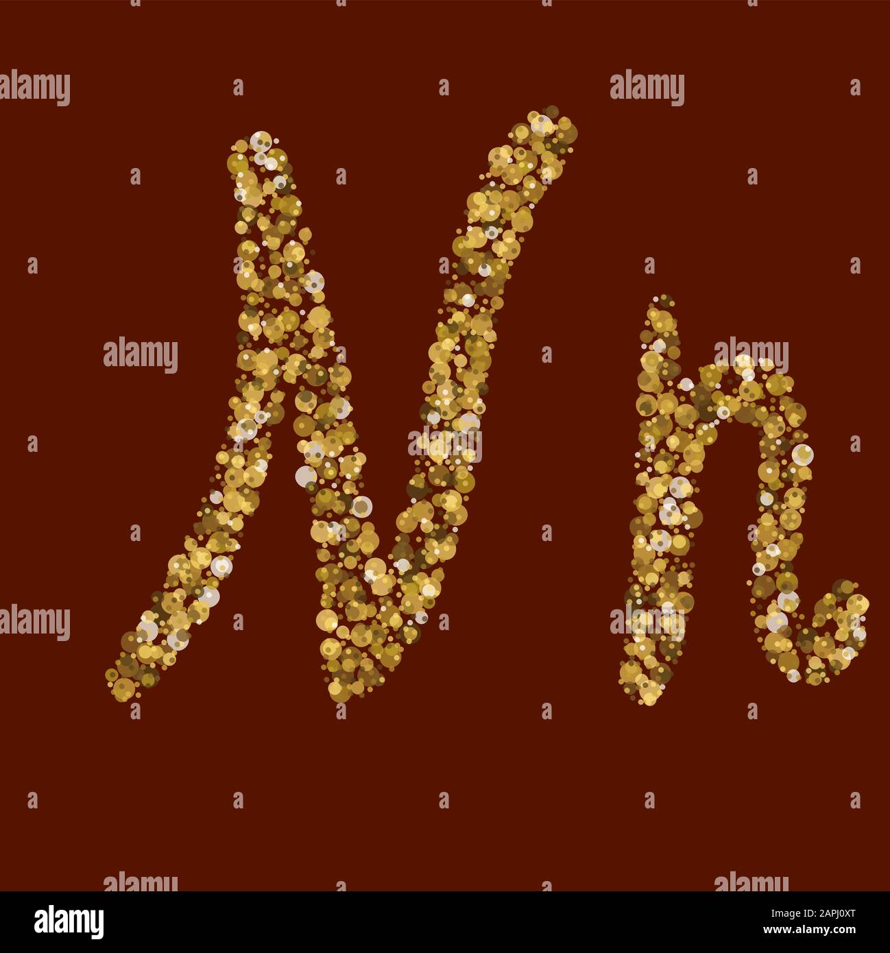 Effacer l'alphabet latin. Texture or professionnelle. Or glitter lettre. Manuscrit, calligraphie. Vecteur ABC. Calligraphie latine. Illustration de Vecteur