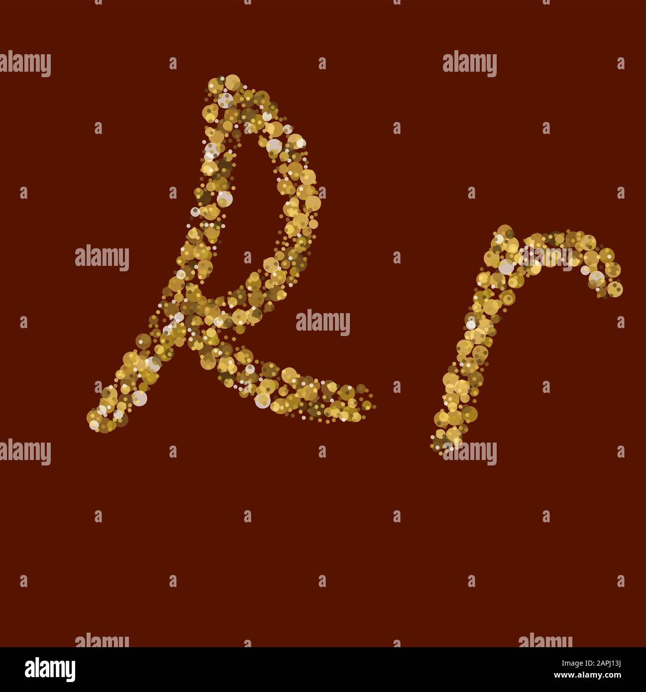 Idée d'or liquide. Effacer l'alphabet latin. Lettre pailletée dorée SS. Manuscrit, lumière. Vecteur ABC. Calligraphie latine. Illustration de Vecteur
