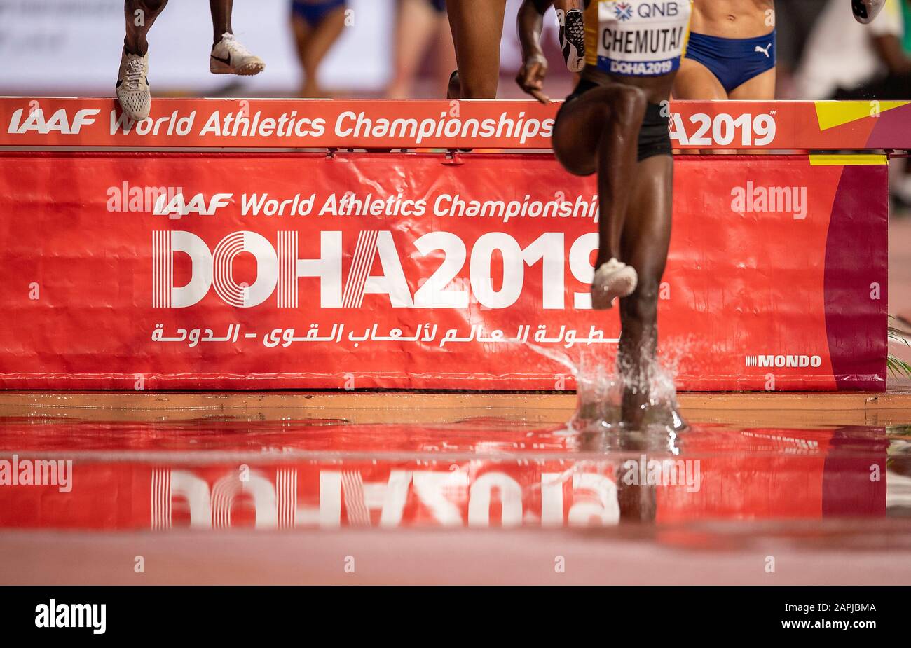 Affiche de la coupe du monde à Wassergraben, 3 000 m d'obstacle pour les femmes, série 1, le 27 septembre 2019 Championnats du monde d'athlétisme 2019 à Doha/Qatar, à partir du 27 septembre. - 10.10.2019. Â | utilisation dans le monde entier Banque D'Images