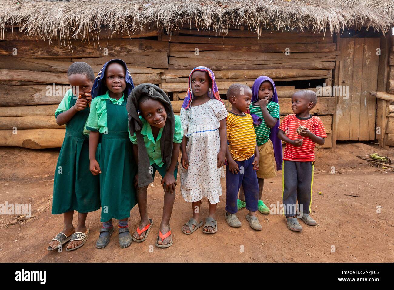 Groupe d'enfants, à Kitwa, Ouganda Banque D'Images