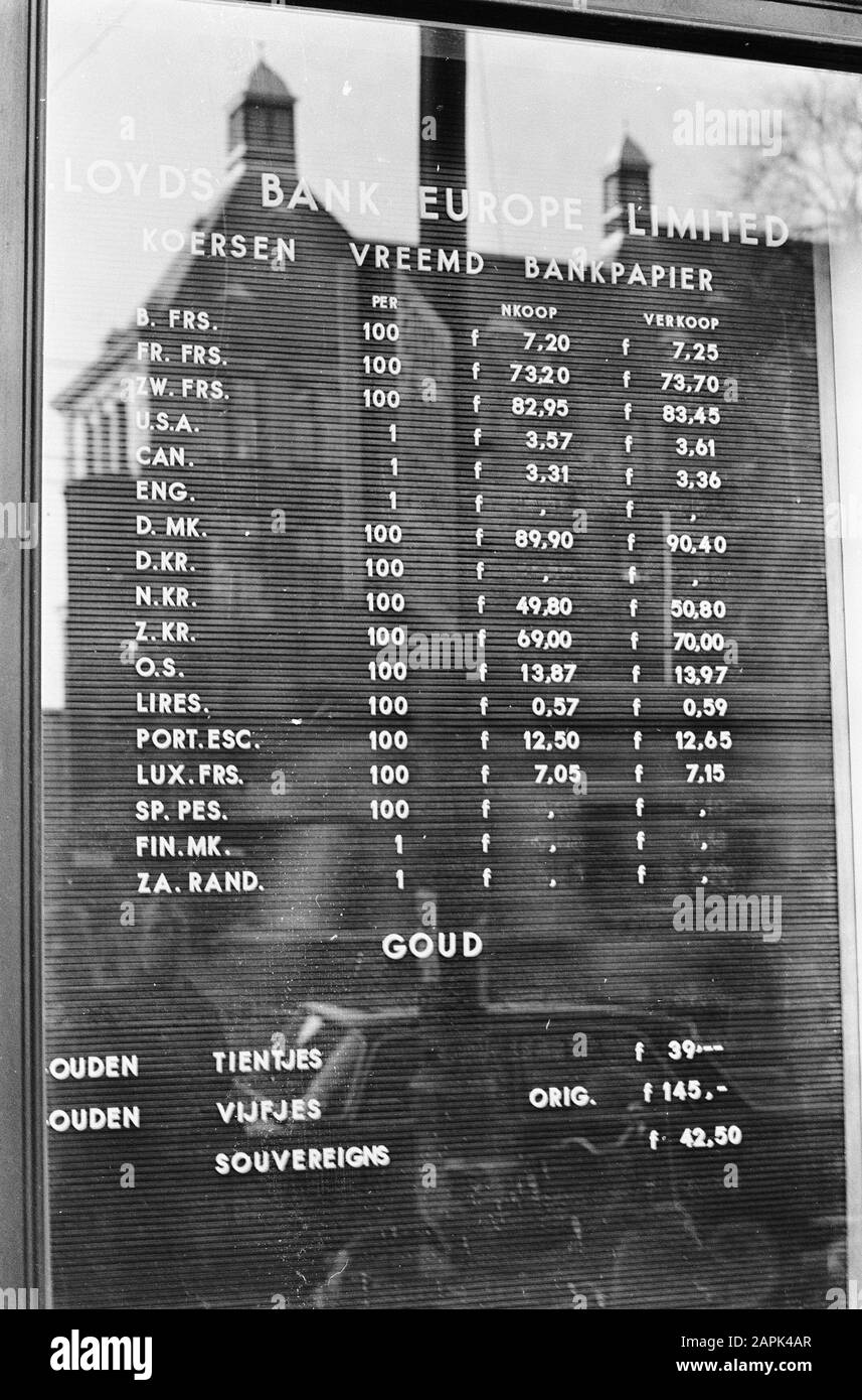 Dévaluation de la livre sterling anglaise. Les taux des pays qui avaient dévalué manquaient sur les signes de prix Date : 20 novembre 1967 mots clés : dévaluations Banque D'Images