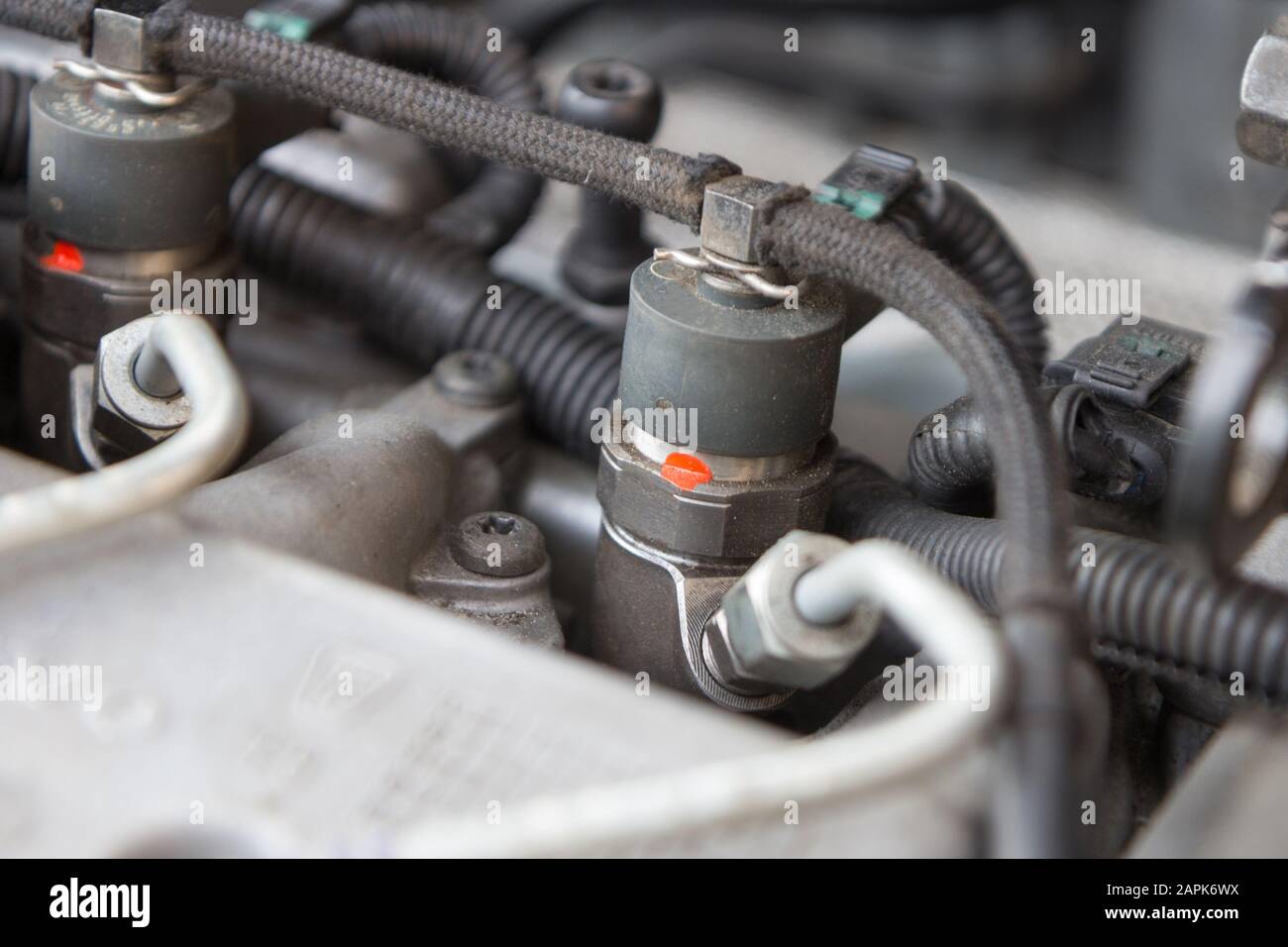 gros plan de l'injecteur de carburant du moteur diesel Photo Stock - Alamy