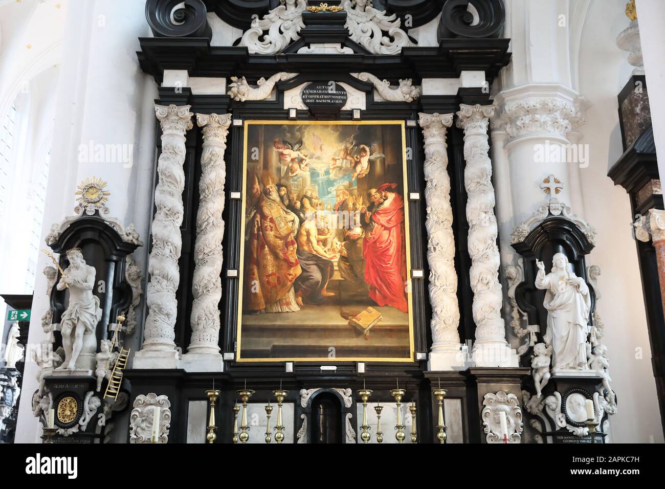 La dissolution du Saint Sacrement, par Rubens, dans l'église Saint-Paul, sur Veemarkt, à Anvers, en Belgique, en Europe du Nord. Banque D'Images