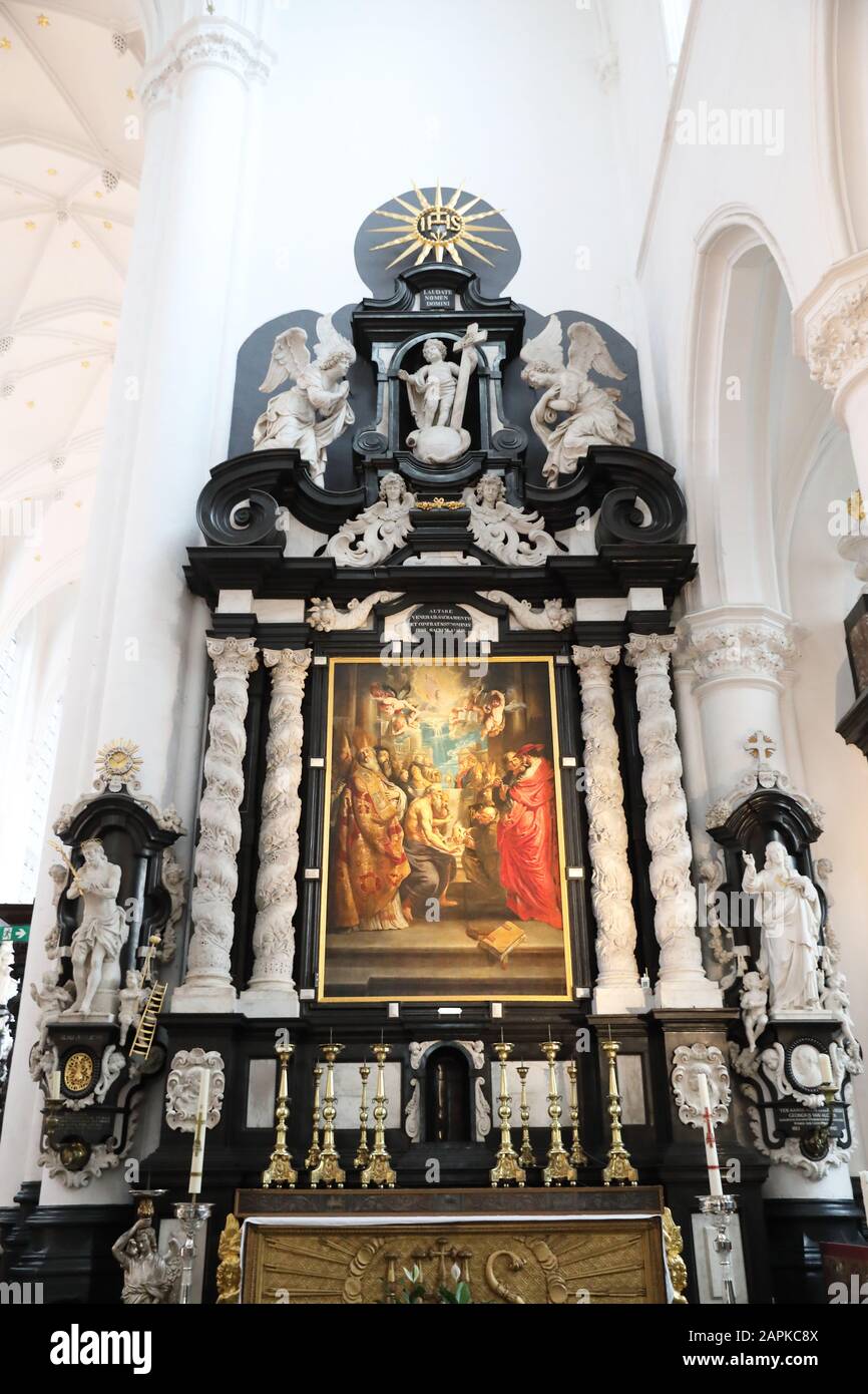 La dissolution du Saint Sacrement, par Rubens, dans l'église Saint-Paul, sur Veemarkt, à Anvers, en Belgique, en Europe du Nord. Banque D'Images