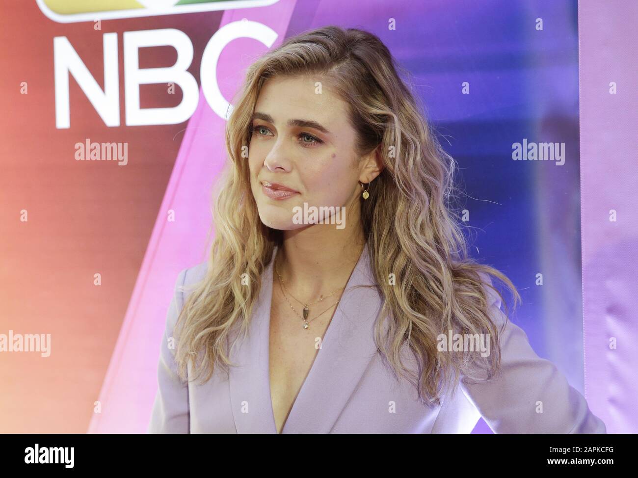 New York, États-Unis. 23 janvier 2020. Melissa Roxburgh de 'Manifest' arrive sur le tapis rouge à la NBC MidSeason New York Press Junket au Four Seasons Hotel New York le jeudi 23 janvier 2020 à New York. Photo de John Angelillo/UPI crédit: UPI/Alay Live News Banque D'Images