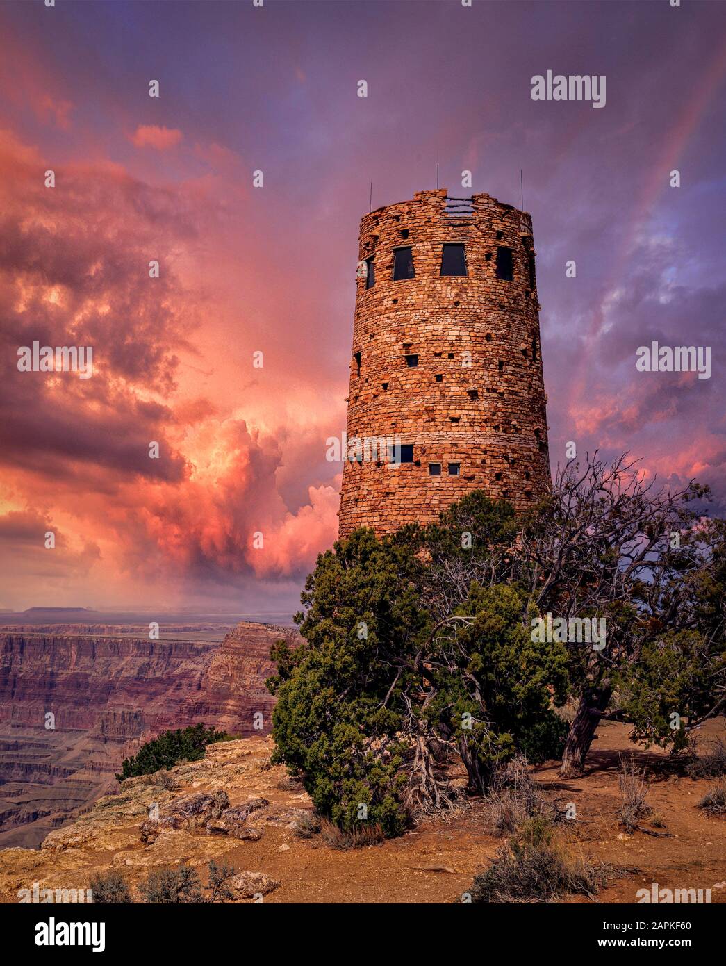 Le Grand Canyon Desert View Watchtower construit par Mary Colter Banque D'Images