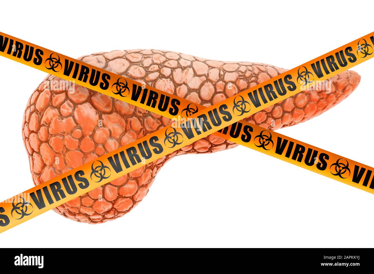 Concept de virus pancréatiques. Rendu 3D isolé sur fond blanc Banque D'Images