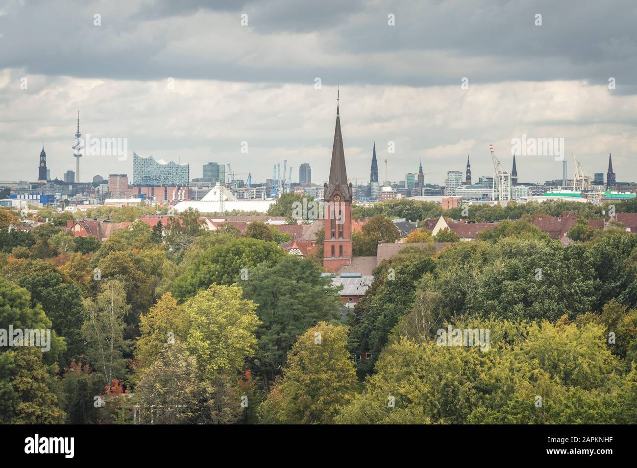 Allemagne, Hambourg, Skyline du quartier de Wilhelmsburg Banque D'Images