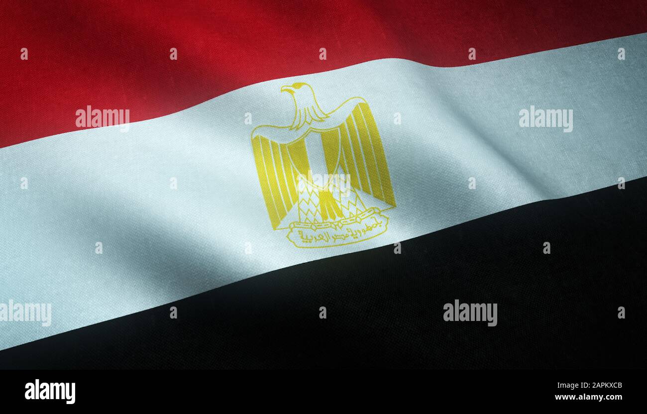 Gros plan du drapeau agitant d'Egipt avec intéressant textures Banque D'Images