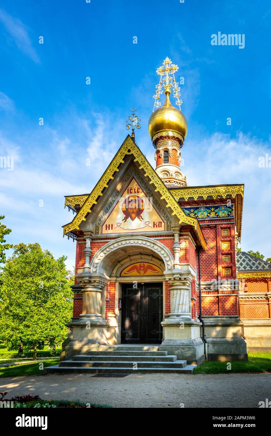 Allemagne, Hesse, Bad Homburg vor der Hohe, petite église russe décorée Banque D'Images