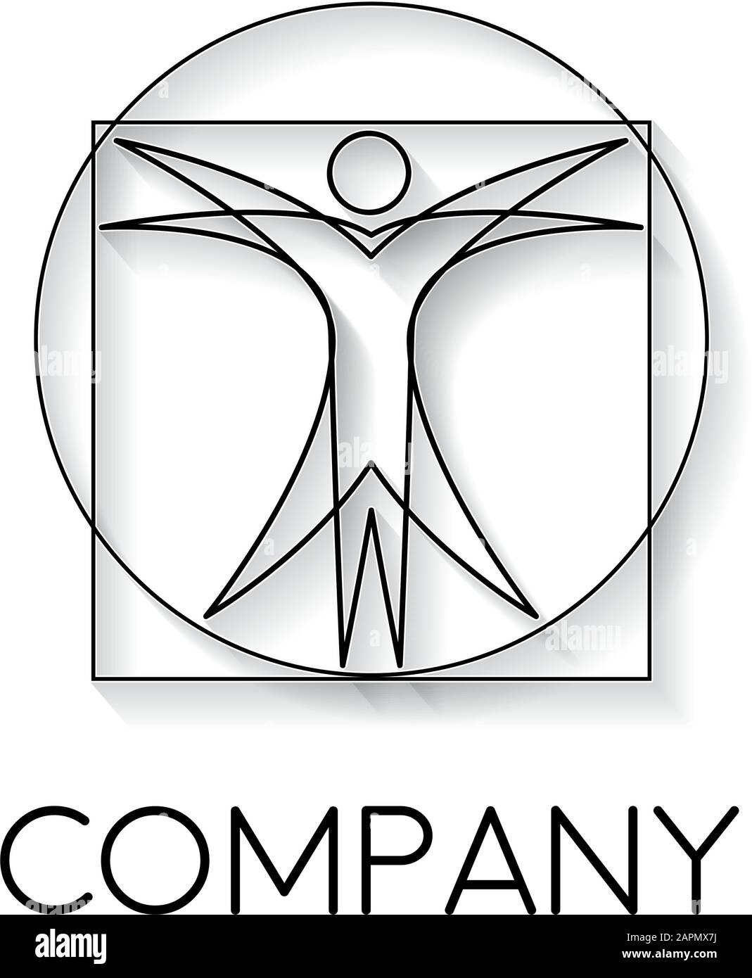 Signe vecteur abstract homme de Vitruve, dans le style linéaire Illustration de Vecteur