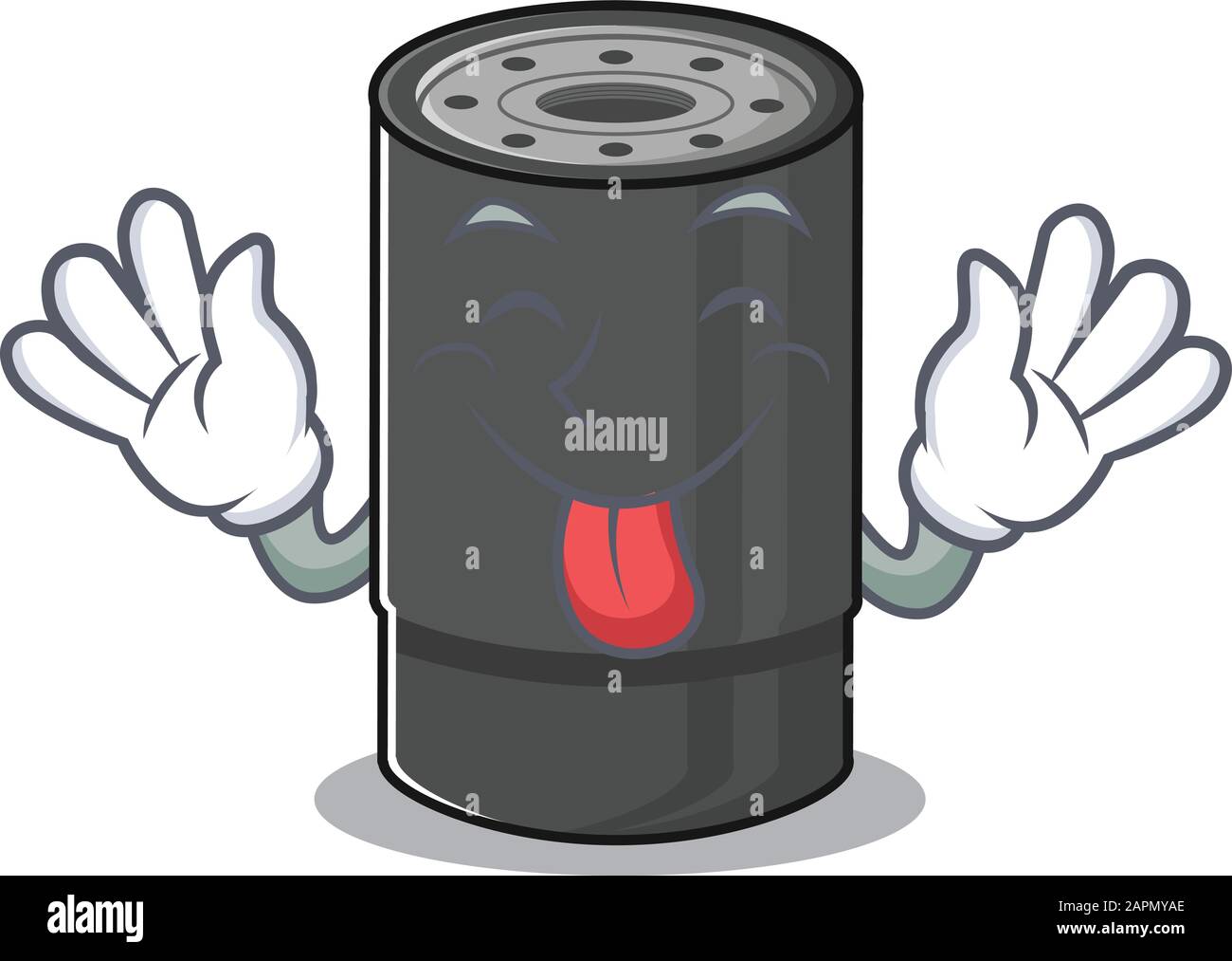 Joli style mascotte à motif dessin animé avec filtre à huile et sortie longue Illustration de Vecteur