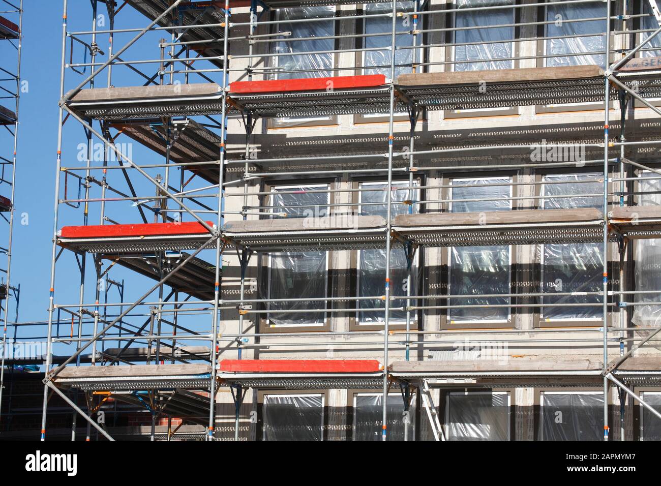 Bâtiment résidentiel, échafaudage, chantier, travaux structurels, Brême, Allemagne, Europe Banque D'Images