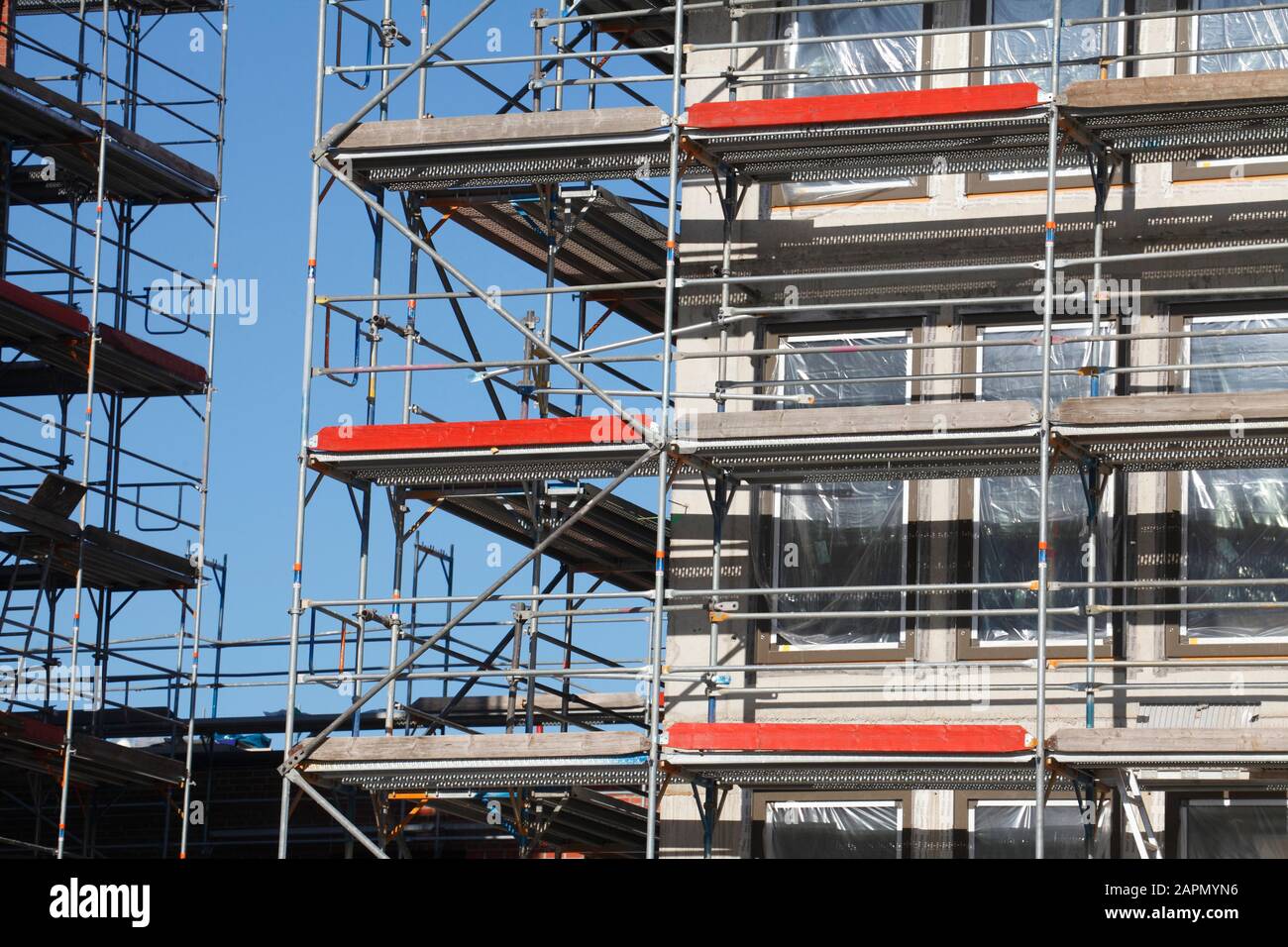 Bâtiment résidentiel, échafaudage, chantier, travaux structurels, Brême, Allemagne, Europe Banque D'Images