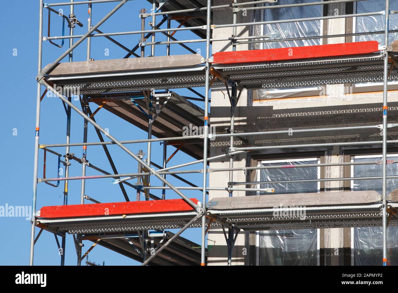 Bâtiment résidentiel, échafaudage, chantier, travaux structurels, Brême, Allemagne, Europe Banque D'Images