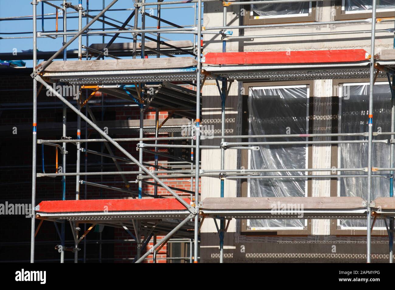 Bâtiment résidentiel, échafaudage, chantier, travaux structurels, Brême, Allemagne, Europe Banque D'Images