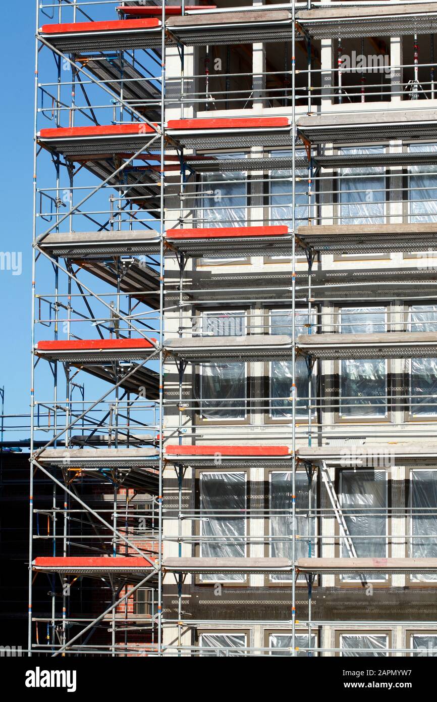 Bâtiment résidentiel, échafaudage, chantier, travaux structurels, Brême, Allemagne, Europe Banque D'Images