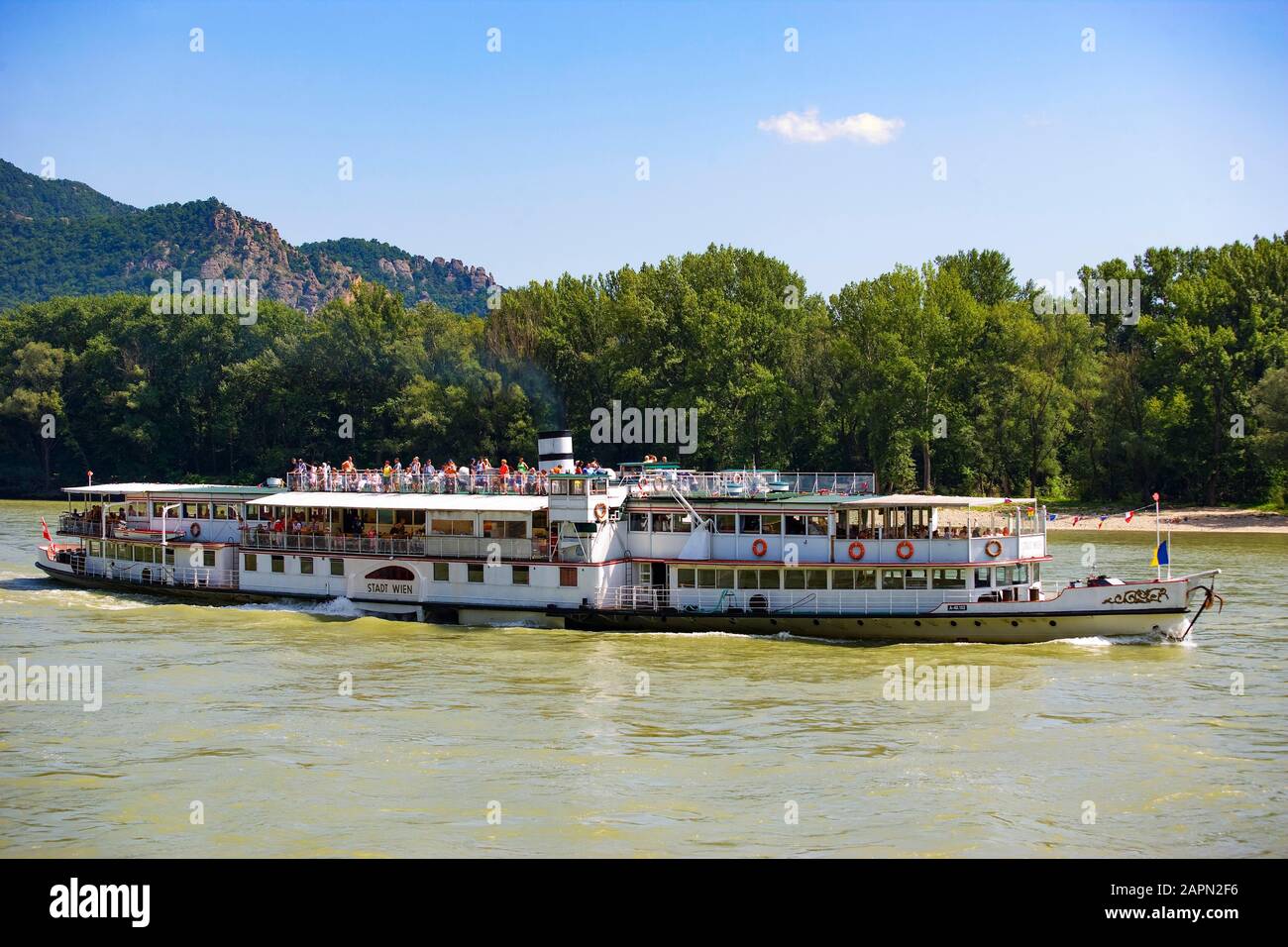 Bateau d'excursion sur le Danube à Wachau, Basse-Autriche, Autriche Banque D'Images