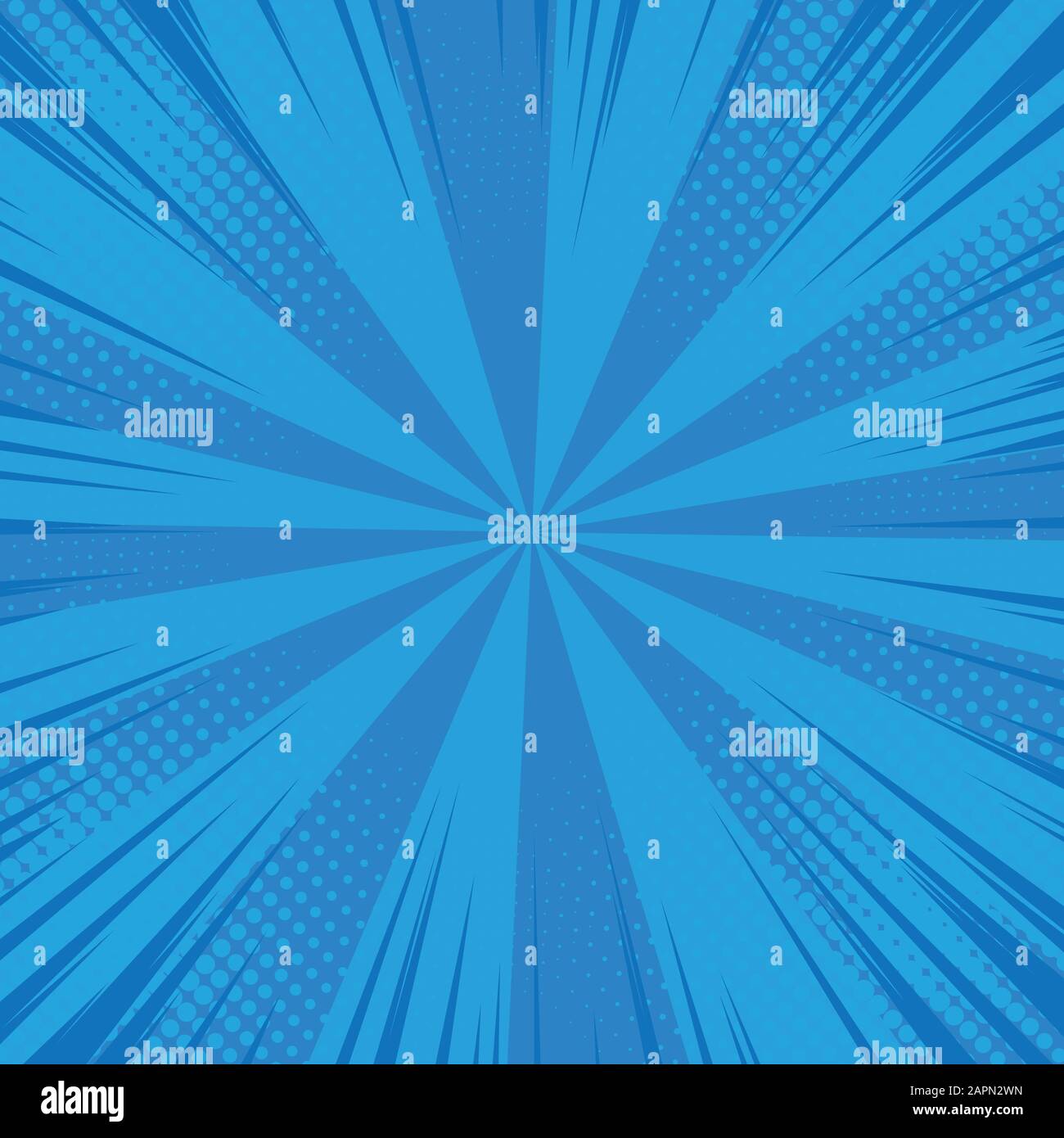 Bandes dessinées pop art arrière-plan lignes de vitesse points demi-ton. Illustration vectorielle en bleu Illustration de Vecteur