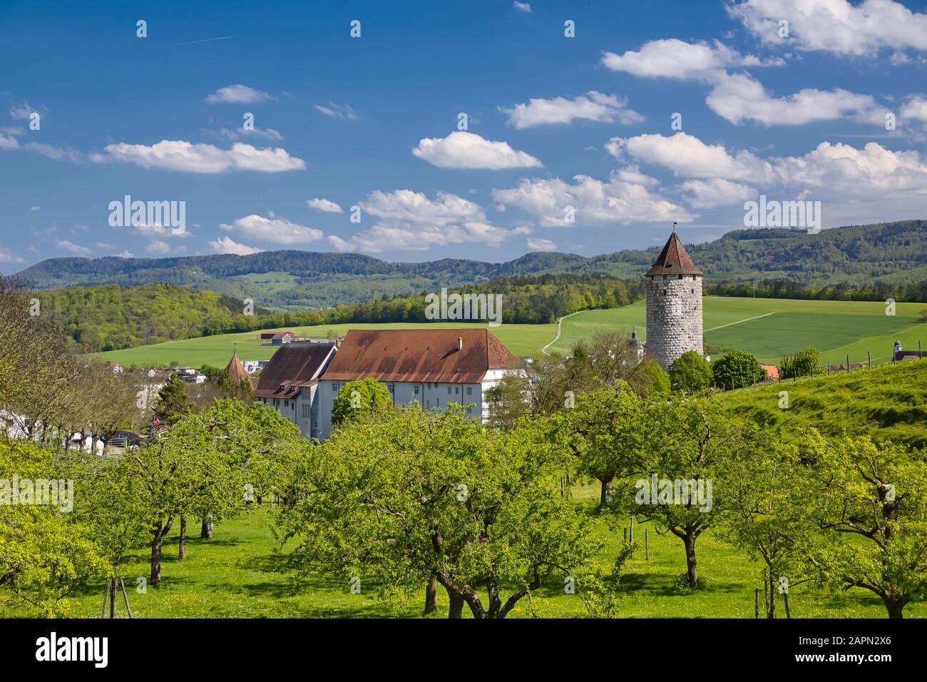 Château de Porrentruy dans les montagnes du Jura de Suisse Banque D'Images