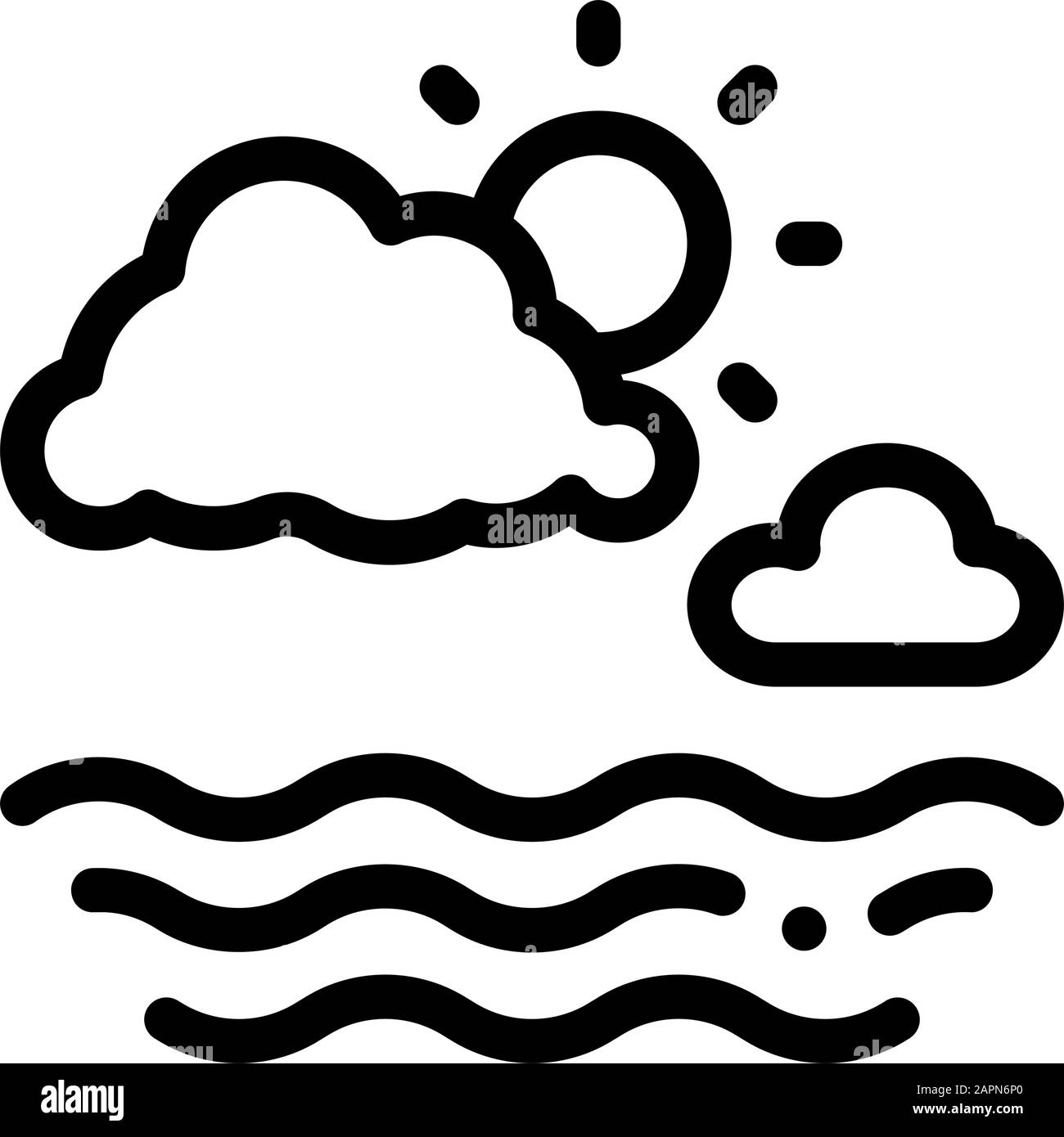 Illustration Du Contour Vectoriel De L'Icône Temps Nuageux Sur Mer Illustration de Vecteur Illustration Du Contour Vectoriel De L'Icône Temps Nuageux Sur Mer Illustration de Vecteur
