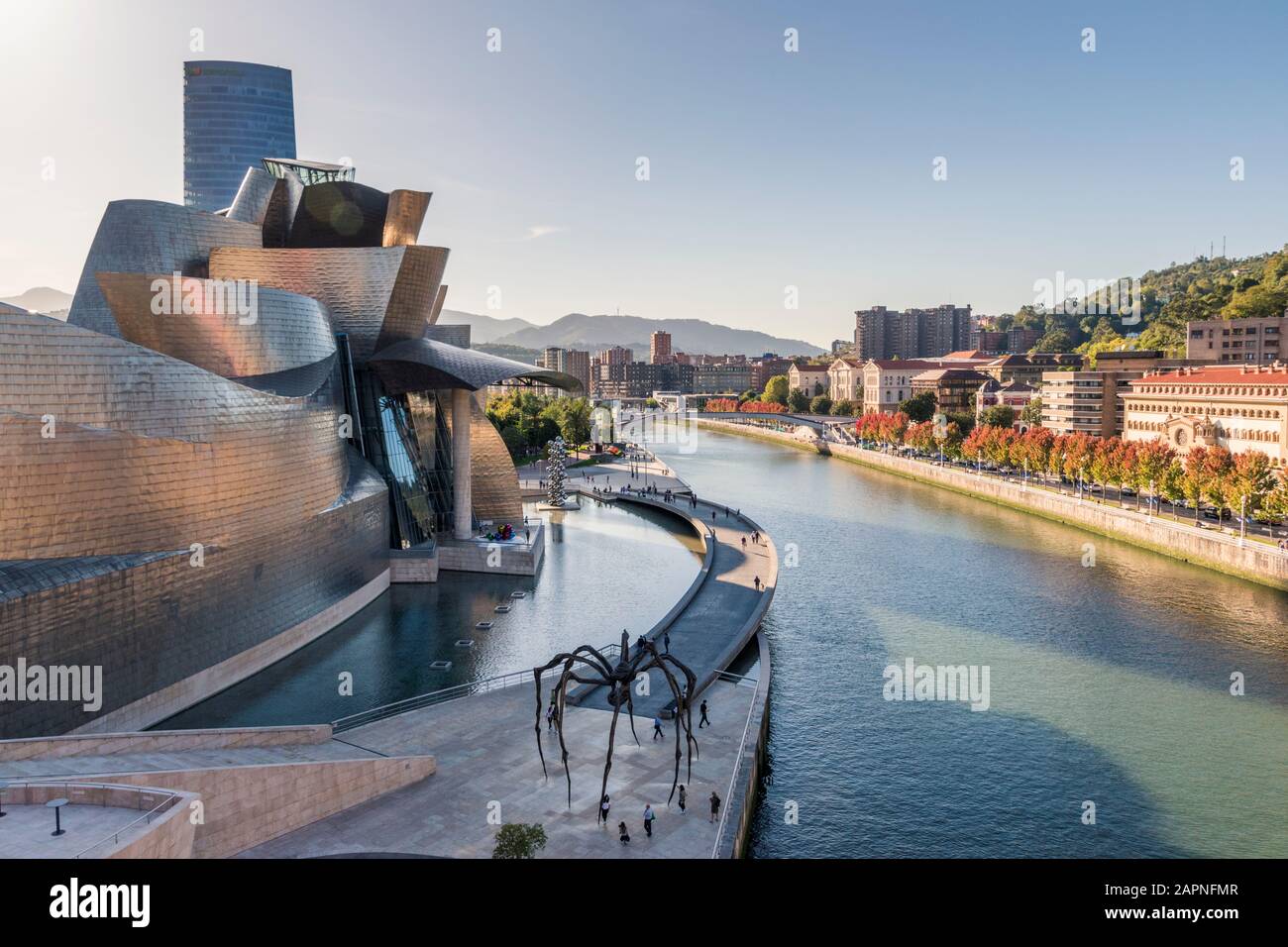 Maman, une sculpture géante d'araignée à l'extérieur du musée Guggenheim à Bilbao, en Espagne. Banque D'Images