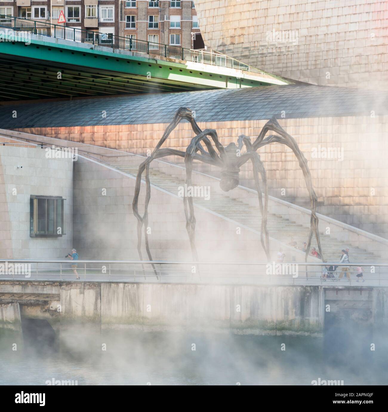 Maman, une sculpture géante d'araignée à l'extérieur du musée Guggenheim à Bilbao, en Espagne. Banque D'Images