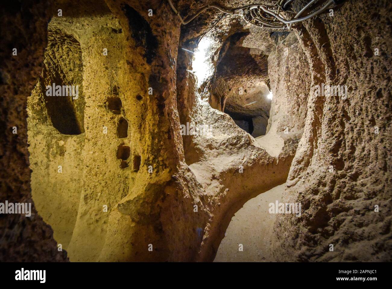La ville souterraine de Kaymakli se trouve dans la citadelle de Kaymakli, dans la région de l'Anatolie centrale de Turquie. Métro Kapadokia Banque D'Images
