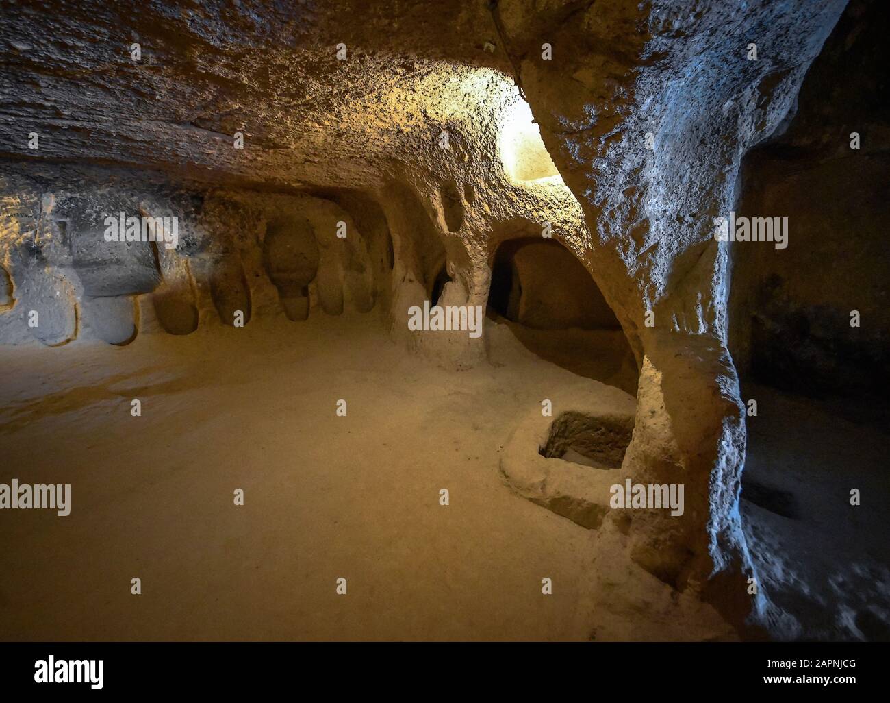 La ville souterraine de Kaymakli se trouve dans la citadelle de Kaymakli, dans la région de l'Anatolie centrale de Turquie. Métro Kapadokia Banque D'Images
