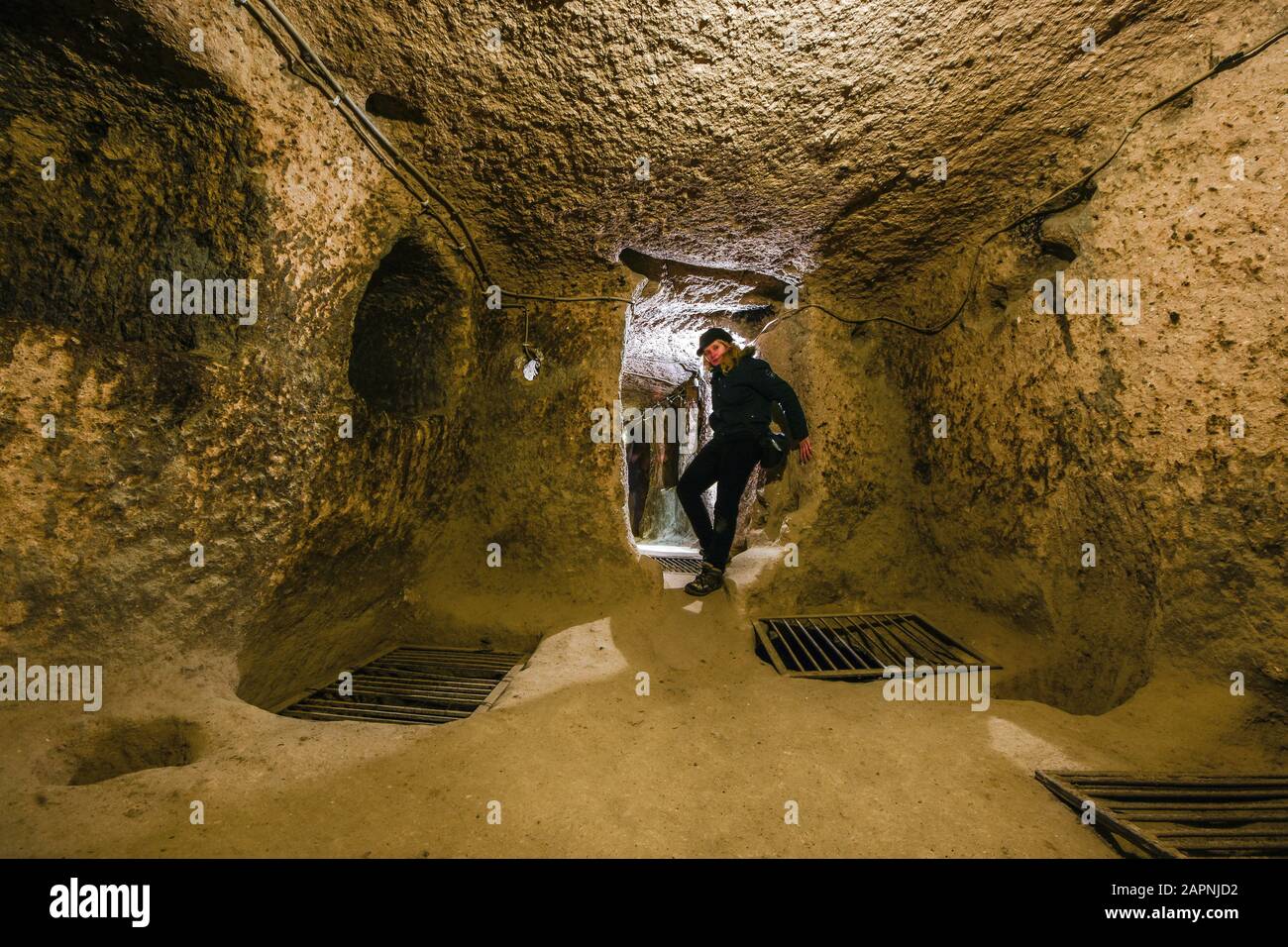 La ville souterraine de Kaymakli se trouve dans la citadelle de Kaymakli, dans la région de l'Anatolie centrale de Turquie. Métro Kapadokia Banque D'Images
