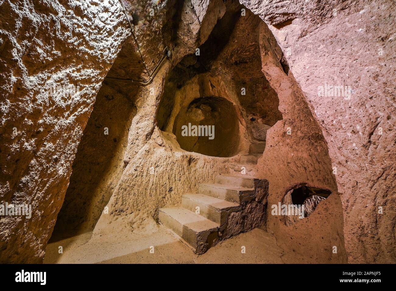 La ville souterraine de Kaymakli se trouve dans la citadelle de Kaymakli, dans la région de l'Anatolie centrale de Turquie. Métro Kapadokia Banque D'Images