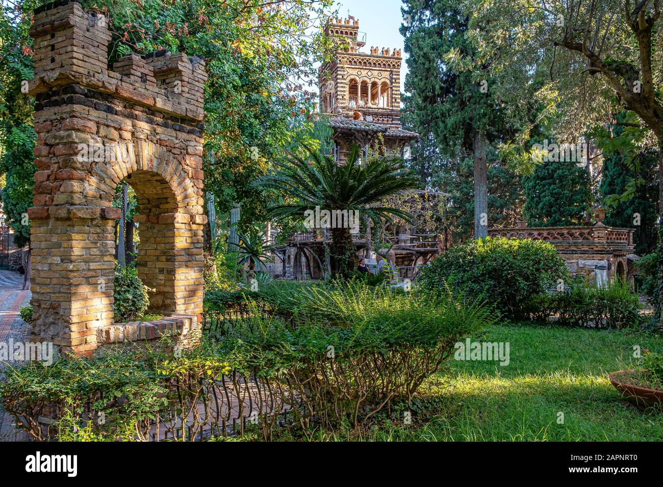 Vue sur les magnifiques jardins victoriens de Taormine (Sicile) Banque D'Images
