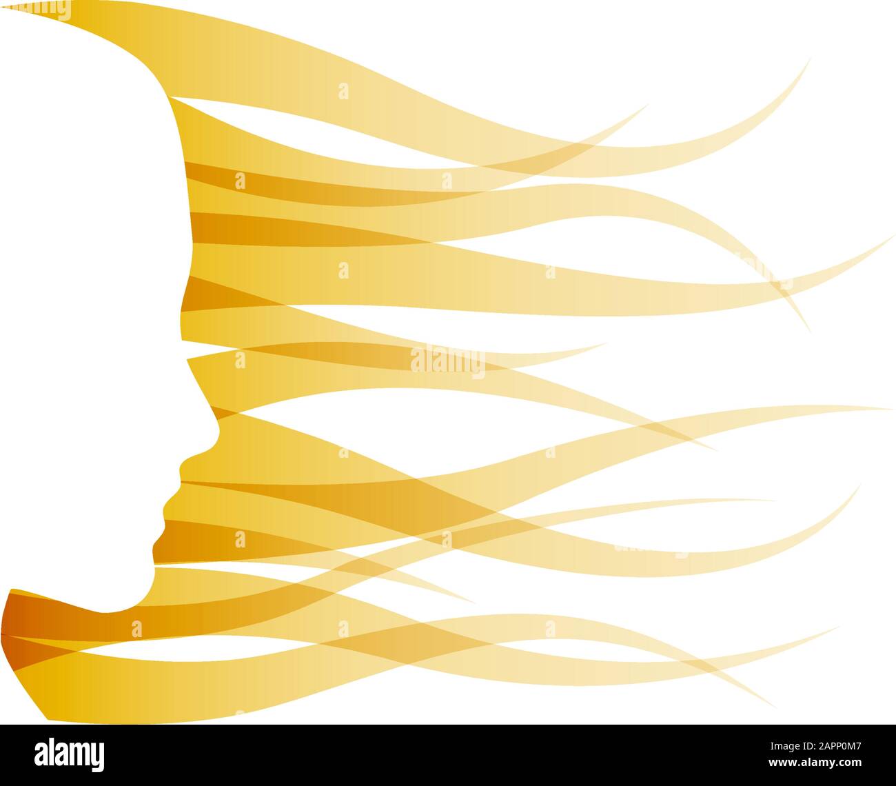 Tête de signe vectoriel, cheveux blonds dans le vent Illustration de Vecteur