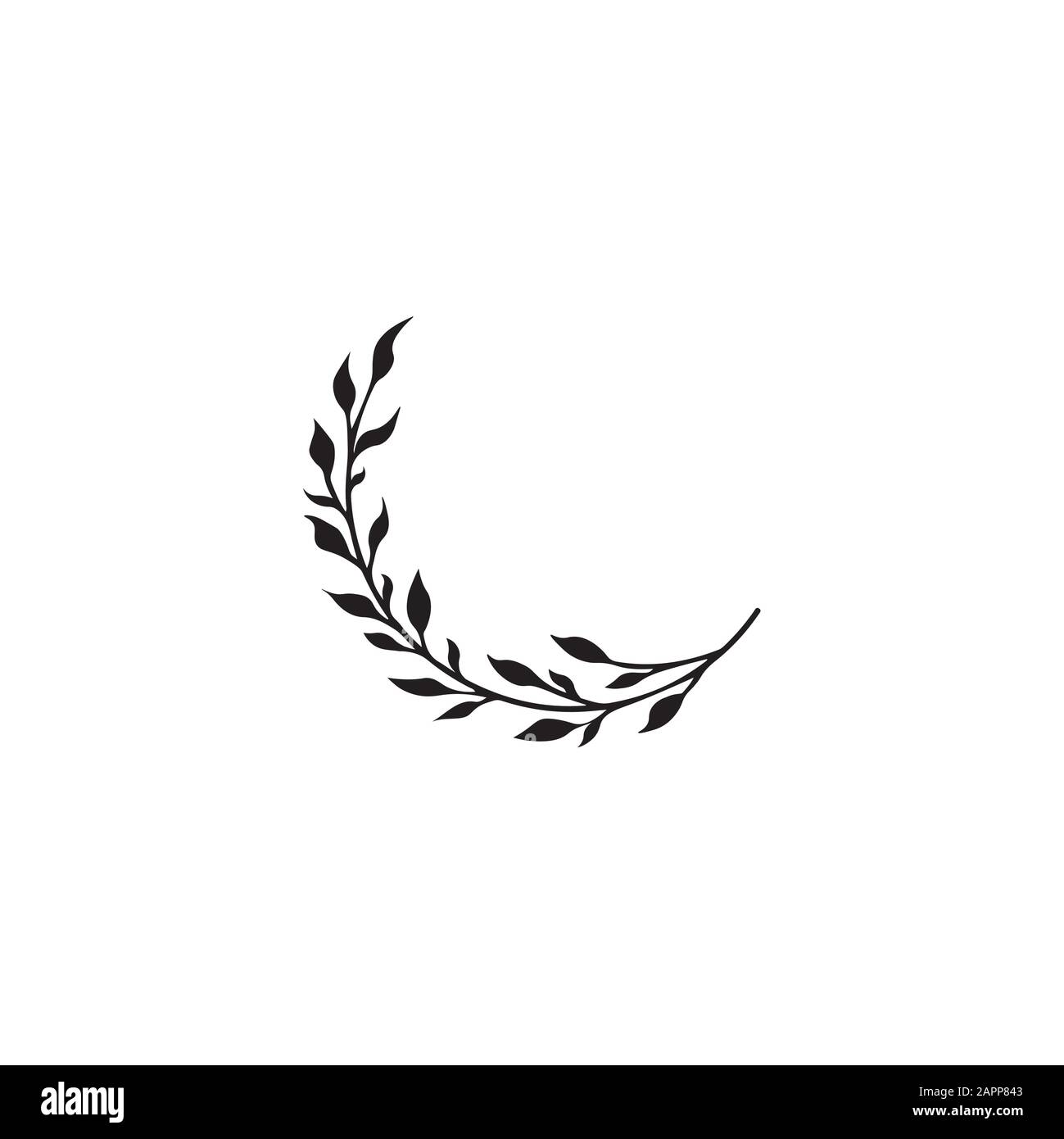 Silhouette d'une branche avec des feuilles de gros plan - esquisse d'un tatouage Illustration de Vecteur