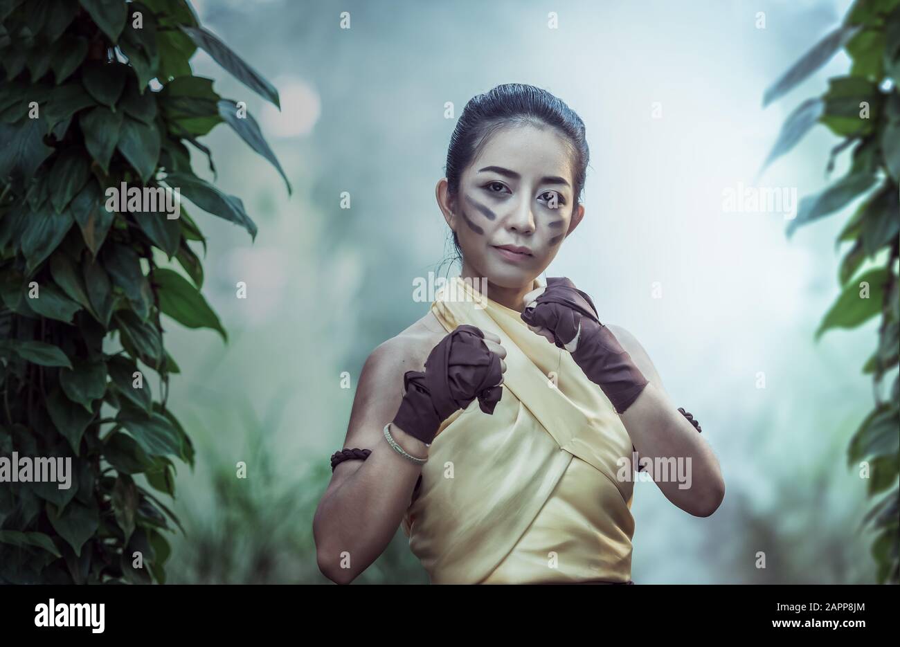 Muay Thai, boxe thaï de style vintage, Thaïlande Banque D'Images