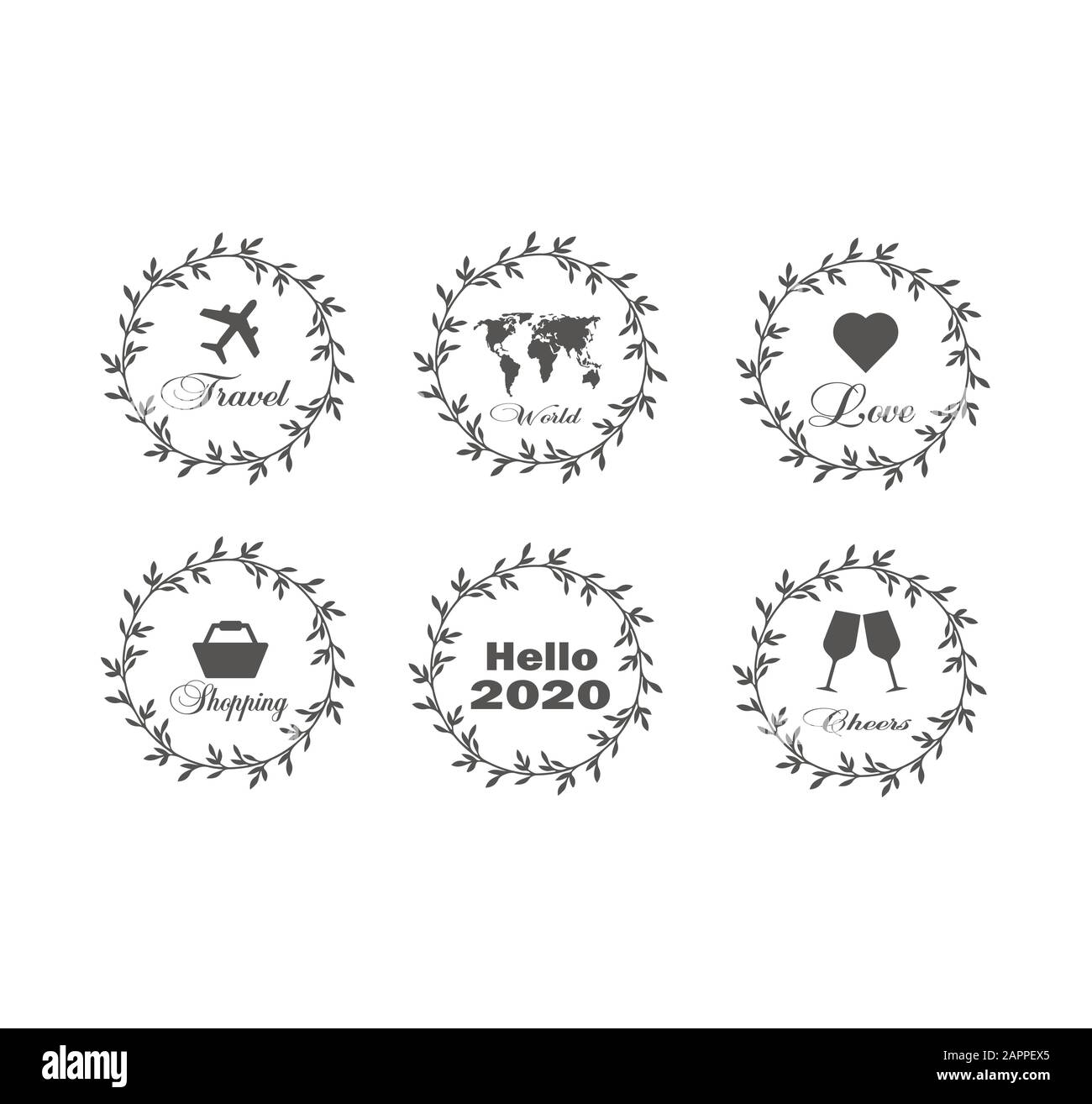 Collection d'icônes vectorielles dans une couronne - Voyage, hobbies et loisirs - grande collection Illustration de Vecteur