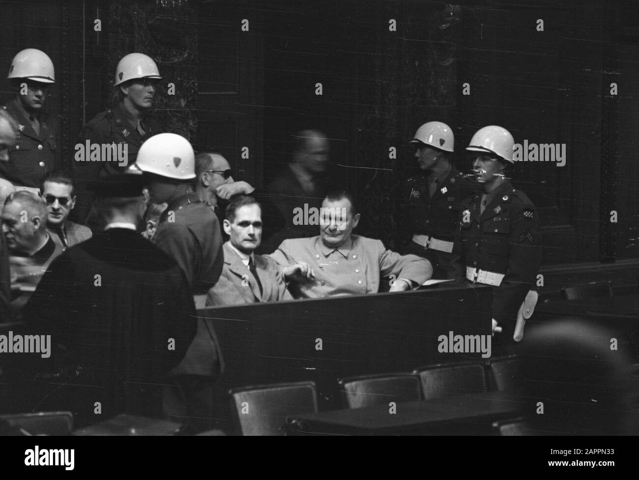 Processus Nuremberg. Herman Goering et Rudolf Hess Date: 4 décembre 1945 lieu: Nuremberg mots clés: Criminels de guerre, procès, justice, seconde Guerre mondiale Nom personnel: Goering Herman, Hess Rudolf Banque D'Images
