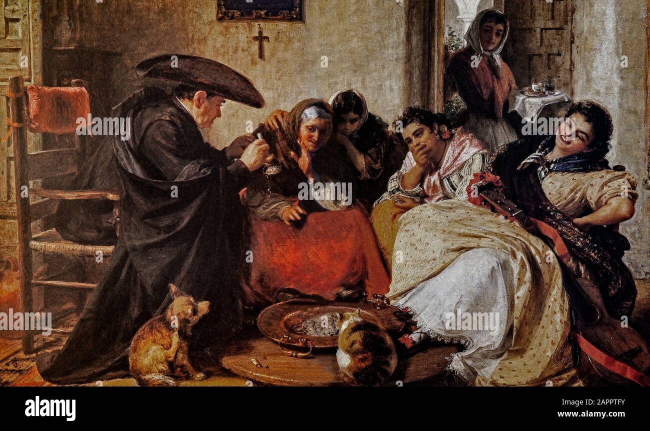 A Chat Autour Du Brasero Peinture De John Phillip 1817 1867 Peintre Victorien Le Plus Connu A Chat Autour Du Brasero Peinture De John Phillip 1817 1867 Peintre Victorien Le Plus Connu