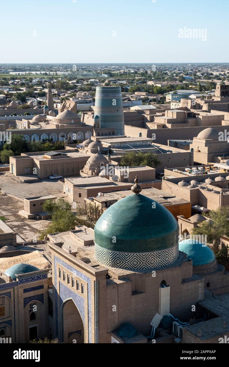 Vue sur les toits de Khiva, Ouzbékistan Banque D'Images