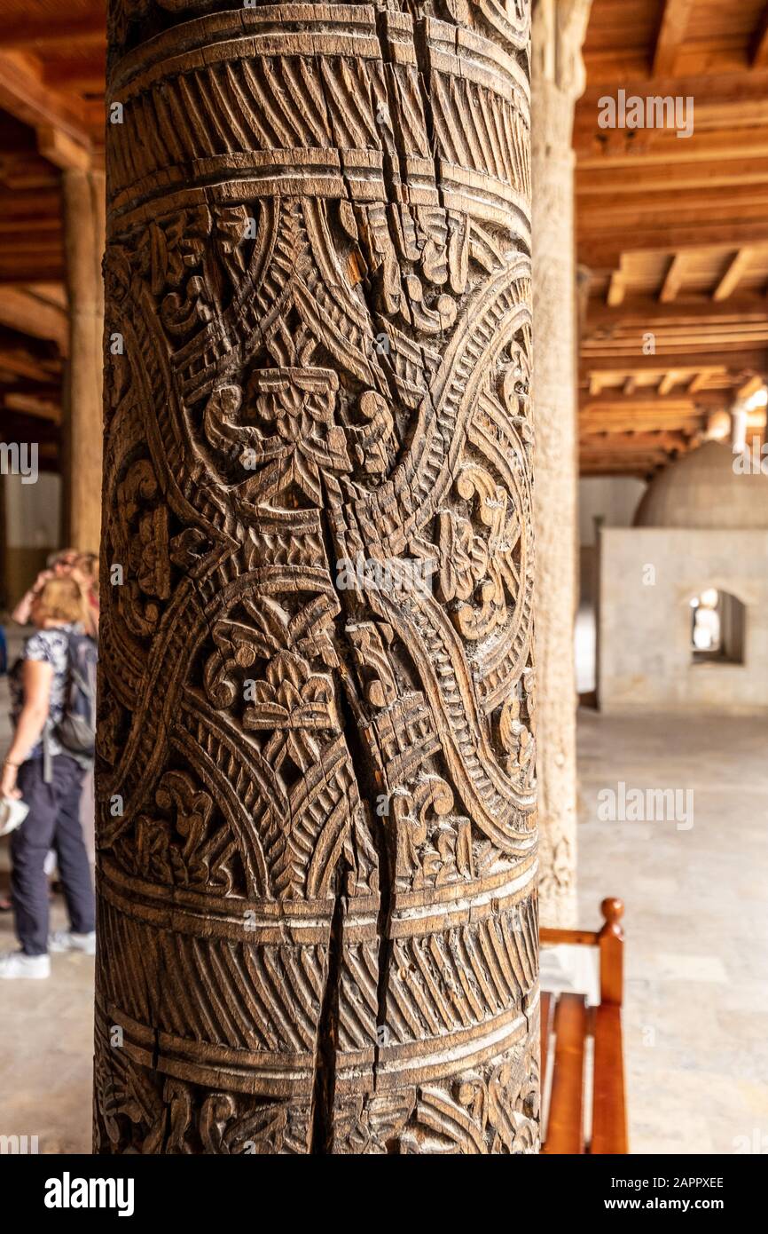 Pilier Sculpté Dans La Mosquée Juma, Khiva, Ouzbékistan Banque D'Images