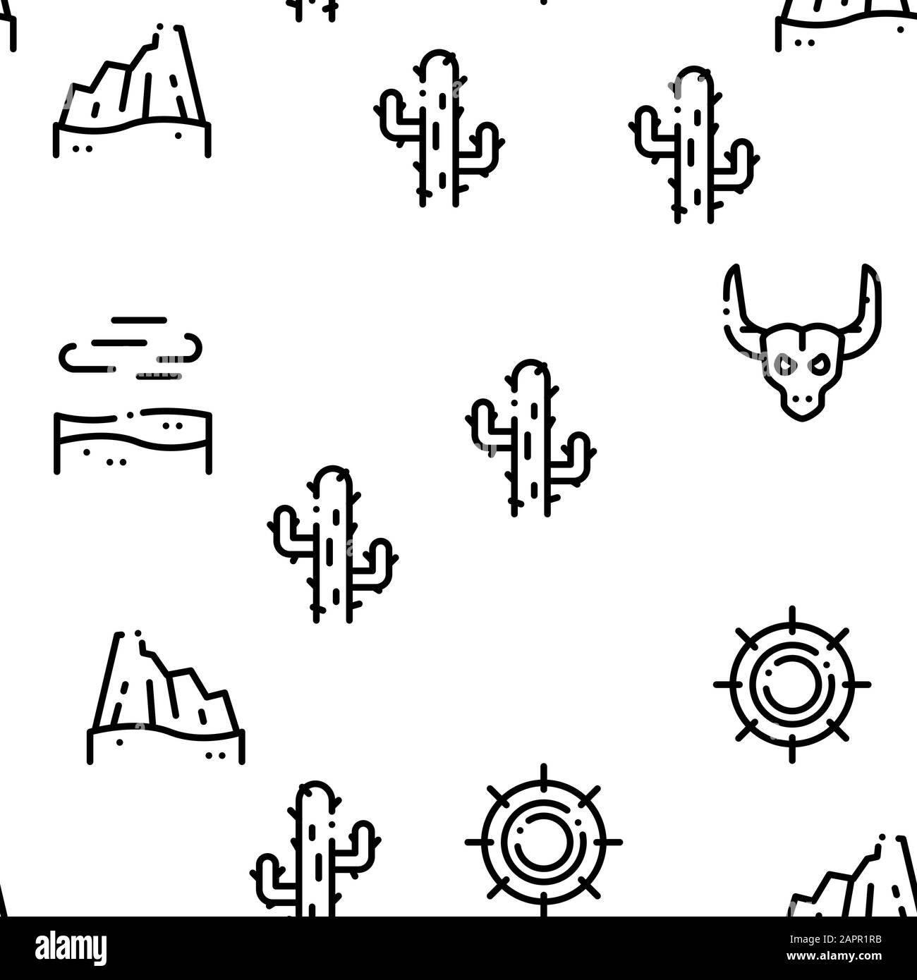 Desert Sandy Landscape, Modèle Vectoriel Sans Couture Illustration de Vecteur