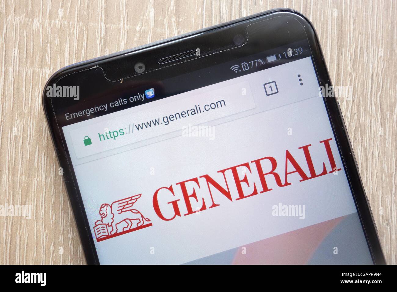 Site Web d'Assicurazioni Generali affiché sur un smartphone moderne Banque D'Images