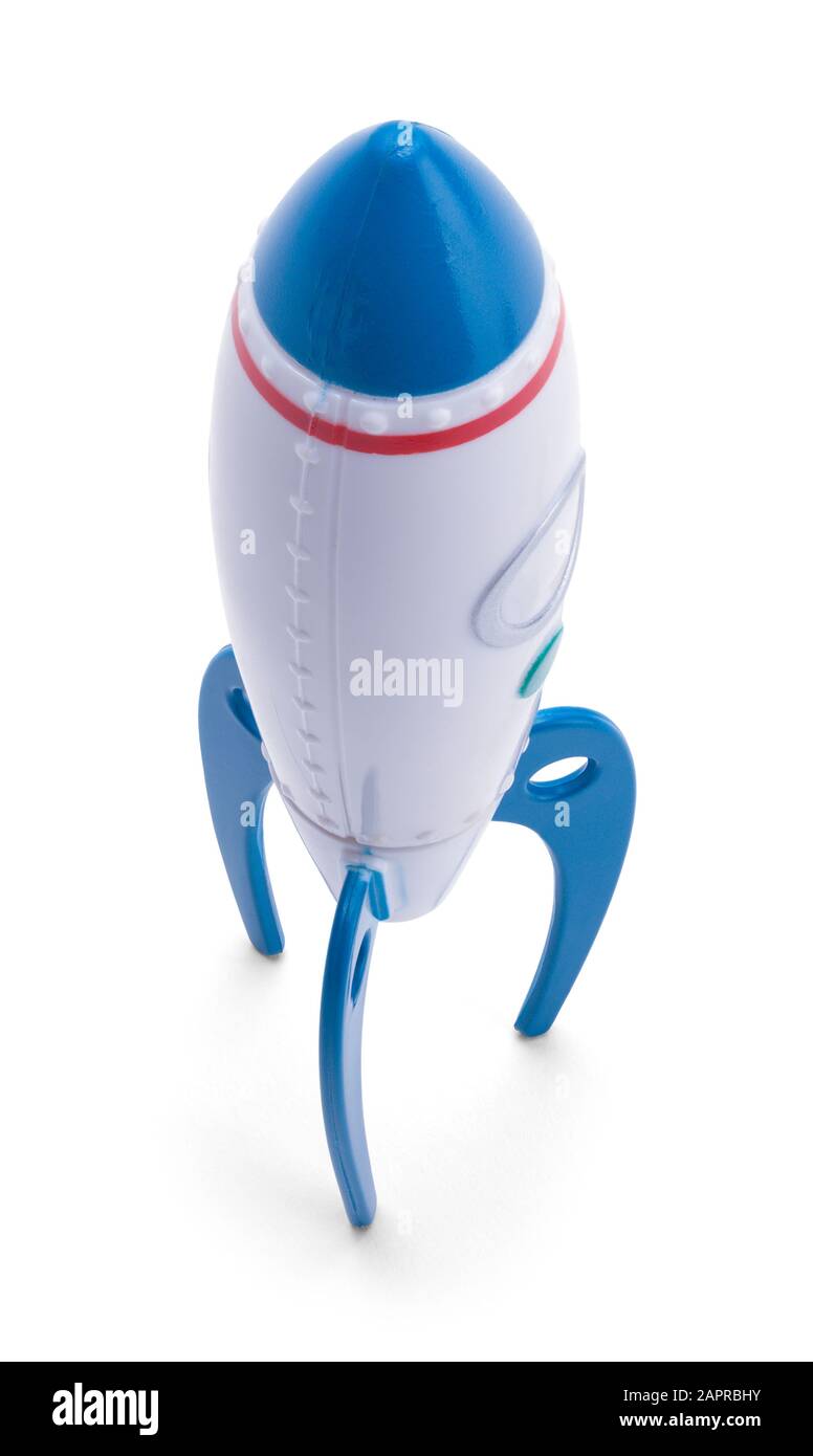 Retro Rocket Ship isolé sur fond blanc. Banque D'Images