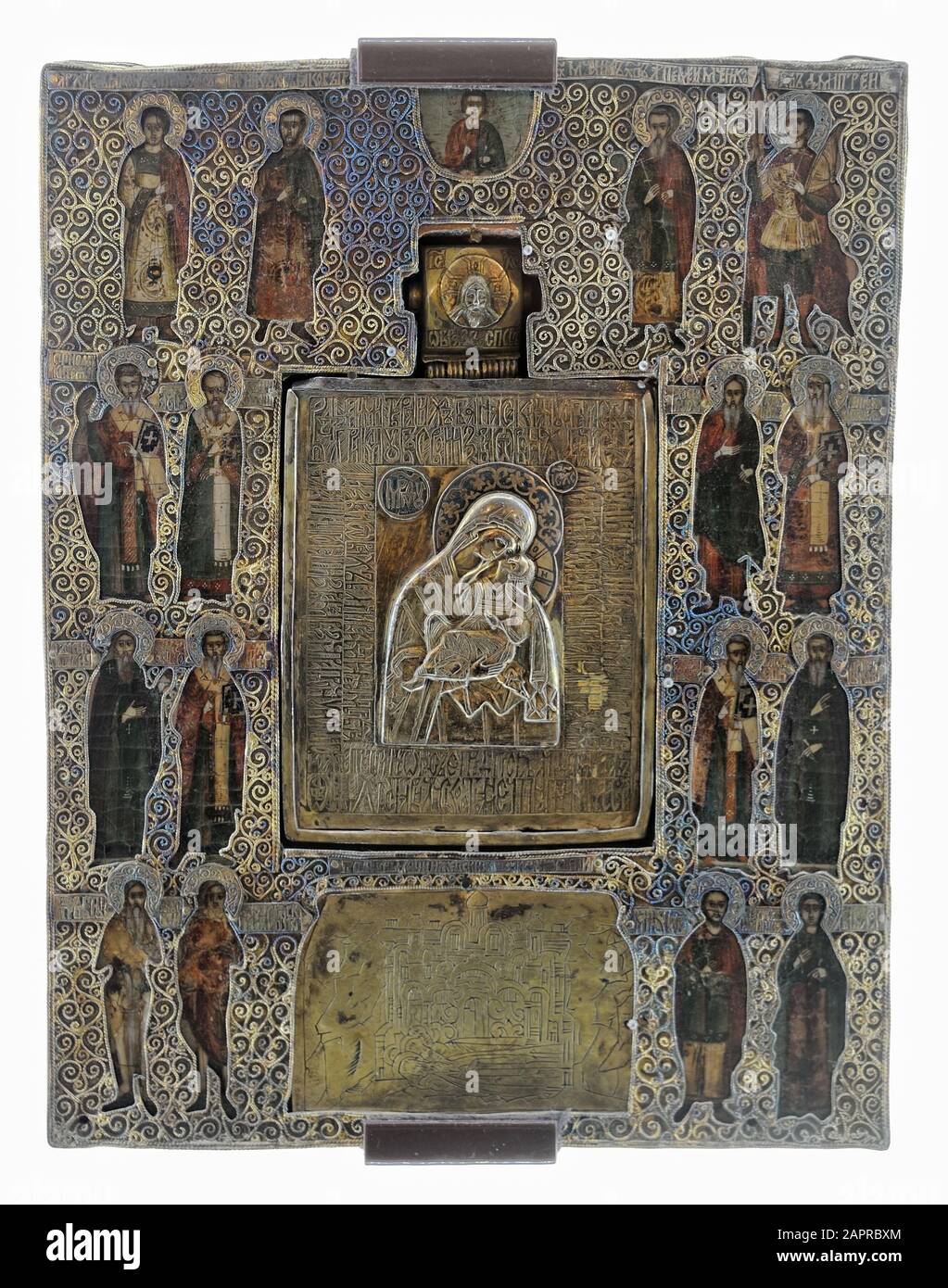 La Vierge de l'Yakhroma avec l'icône de saints sélectionnés au Trésor d'or du monastère de Saint-Euthimius à Souzdal. Banque D'Images