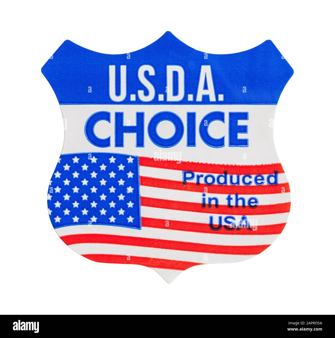 Autocollant USDA Choice isolé sur fond blanc. Banque D'Images
