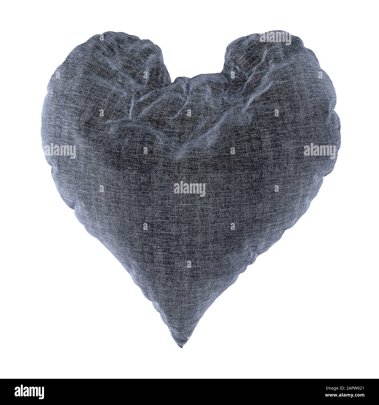 Oreiller doux gris en forme de coeur Banque D'Images