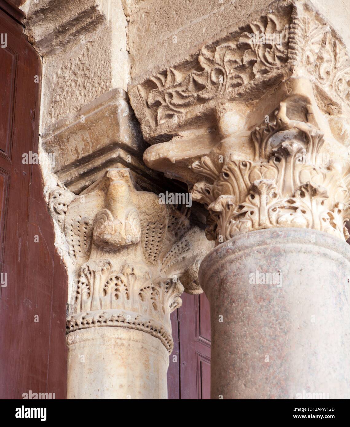 Détail des colonnes de la Grande Mosquée, Kairouan Tunisie Banque D'Images